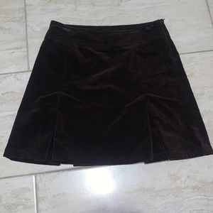 Vintage Brown Velvet Pleated Skirt